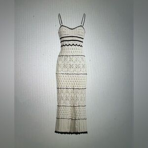 Commense Paros Crochet Eyelet See Through Midi Dress Size XS